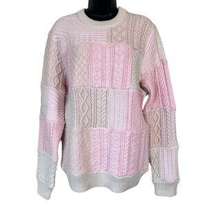 J. CREW Heritage Patchwork Cotton Cable-knit Sweater NWT